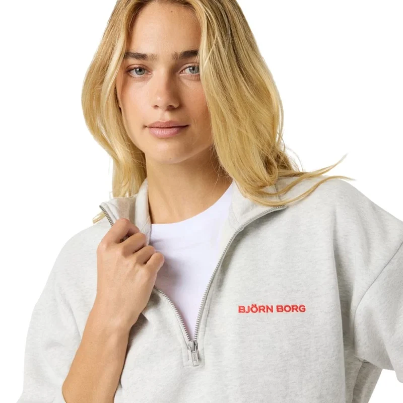 Björn Borg Halfzip Sweatshirt Women (Ultra Light Grey Melange)