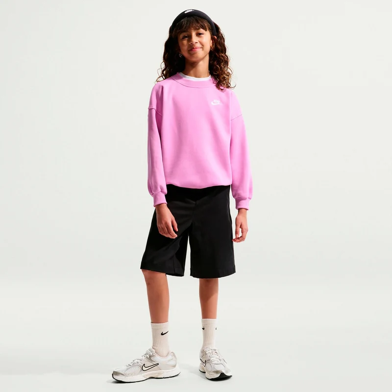 Sportswear Club Fleece Oversized Crew Sweatshirt Kinder-flieder, weiß