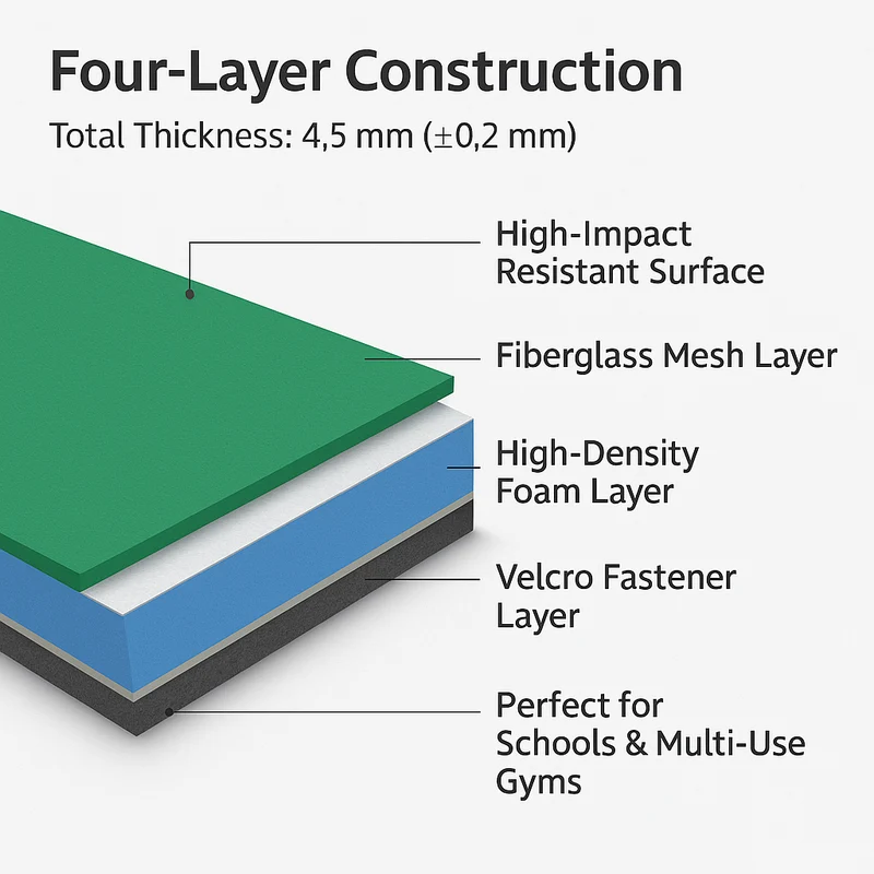 NYDHI NC1030 Velcro Portable Badminton Court Mat | 4.5 mm BWF Standard PVC