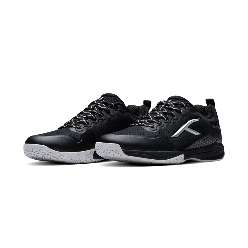 Hundred Velocity Elite Unisex Badminton Shoes (Black/Silver)
