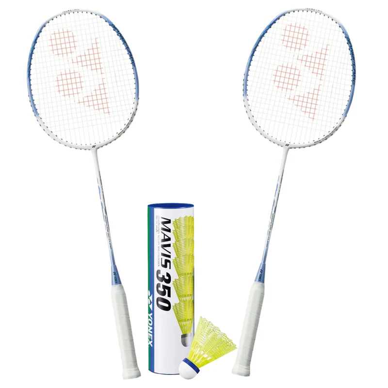 Yonex Badminton Combo Set (2 Nanoflare 001 Clear Rackets + 1 tube of Mavis 350 Shuttlecock)