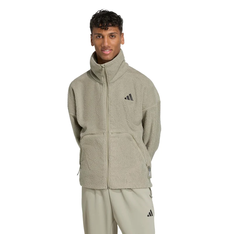 Fleece Full-Zip Trainingsjacke Herren-beige