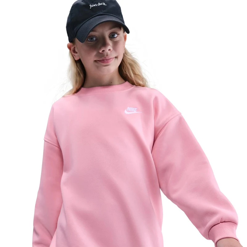 Club Fleece Oversized Crew Sweatshirt Mädchen-Rosa