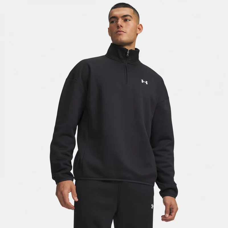 Armour Fleece 1/4 Zip Longsleeve Herren - schwarz, weiß