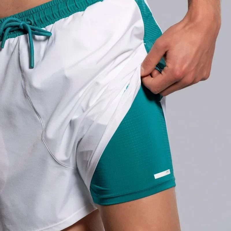 Pro Shorts Herren - weiß, blaugrün