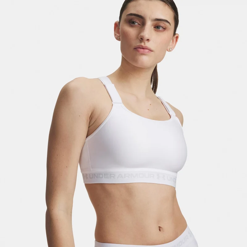 HeatGear High Sport-BH Damen-weiß, grau