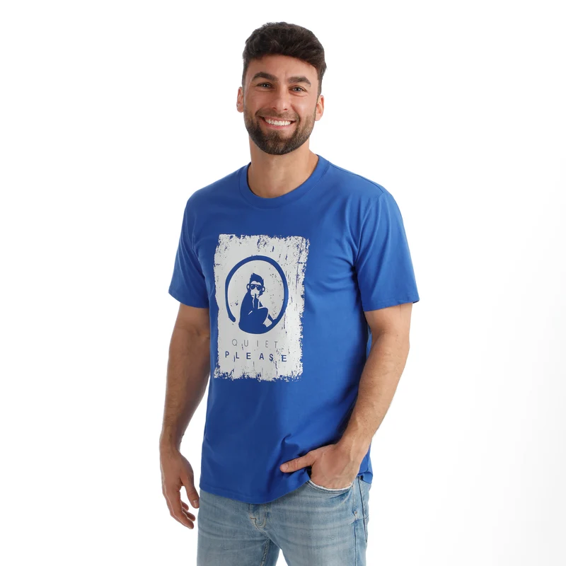 Crush Scraped T-Shirt Herren-blau, weiß