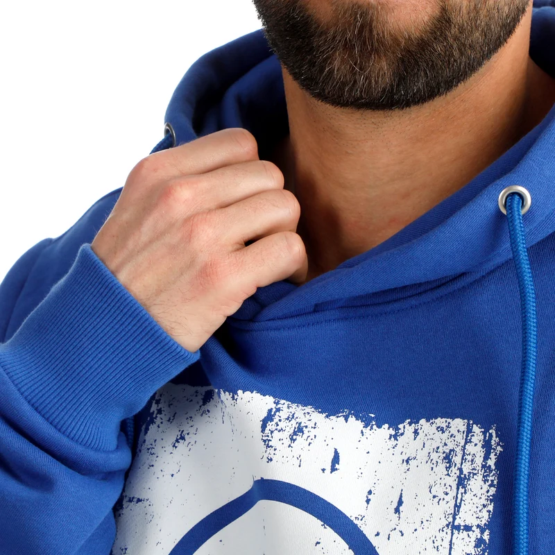 Crush Scraped Hoody Herren-blau, weiß