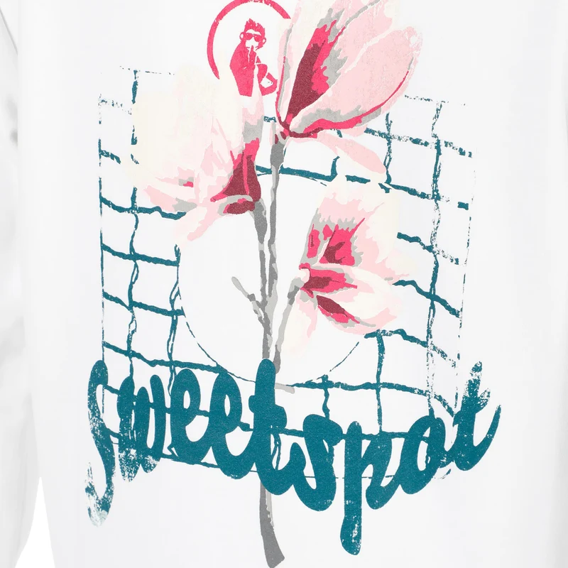 Create Flower Zip Sweatjacke Damen-Weiß,Mehrfarbig