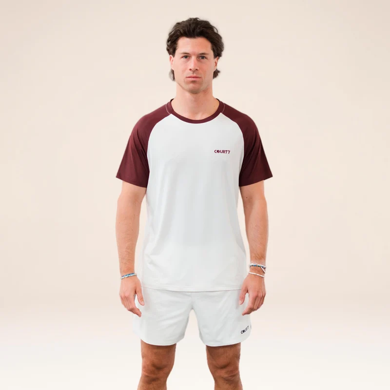 Performance Raglan Contrast T-Shirt Herren - offwhite, rot