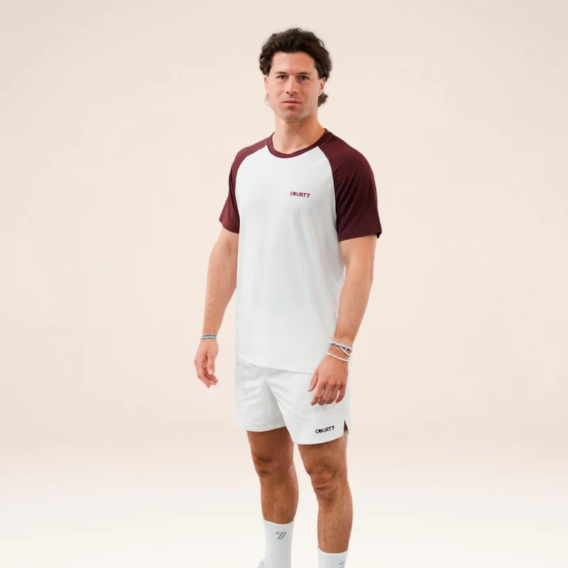Performance Raglan Contrast T-Shirt Herren - offwhite, rot