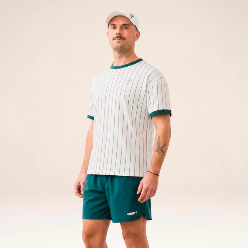 AD-IN Stripes 2.0 T-Shirt Unisex - offwhite, dunkelgrün