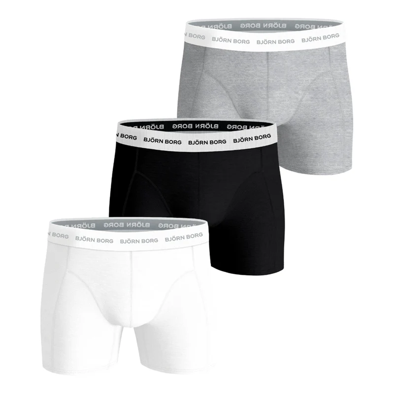 Cotton Stretch Boxer Short 3er Pack Herren - schwarz, mehrfarbig