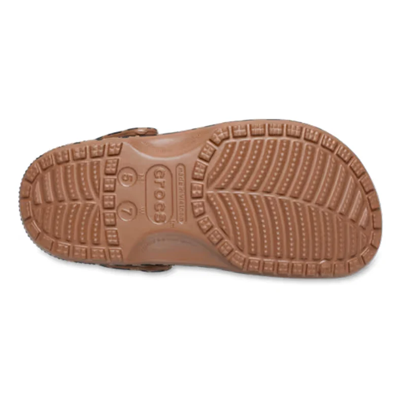 Classic Graphic Clog Badelatschen Damen - braun, beige