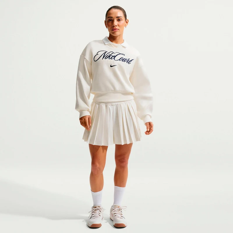 Court Fleece Crew Sweatshirt Damen-creme, dunkelblau