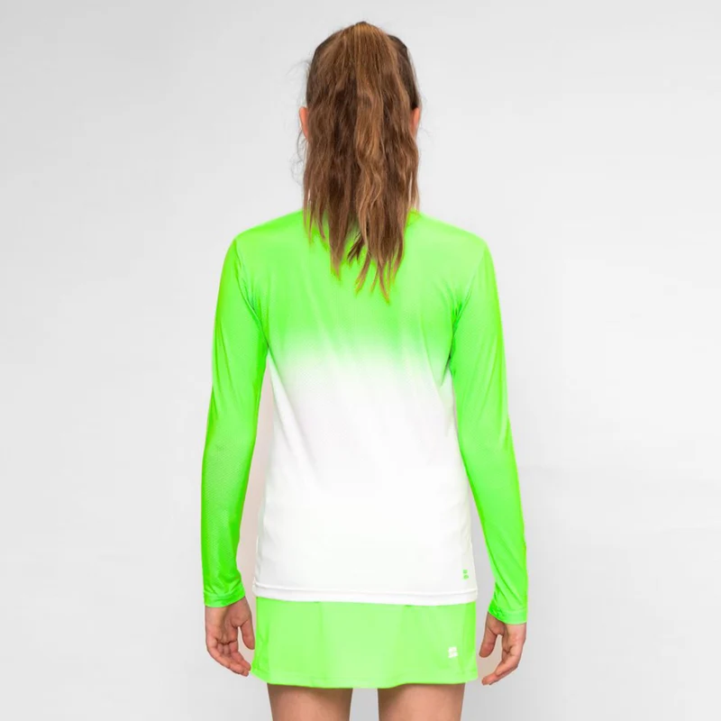 Crew Gradiant Longsleeve Mädchen-Neongrün,Weiß