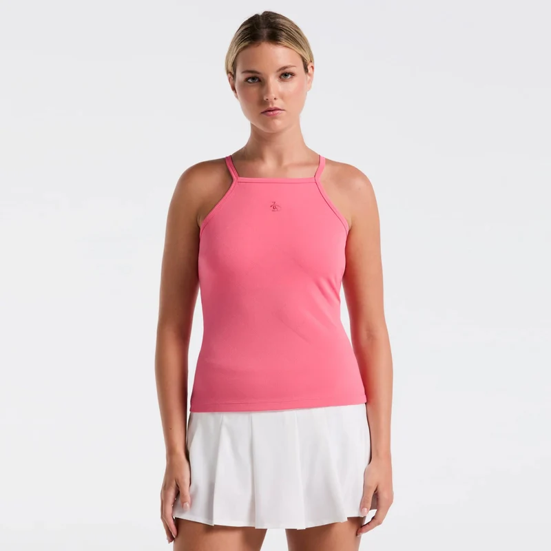 Grid Jacquard Tank-Top Damen-Pink