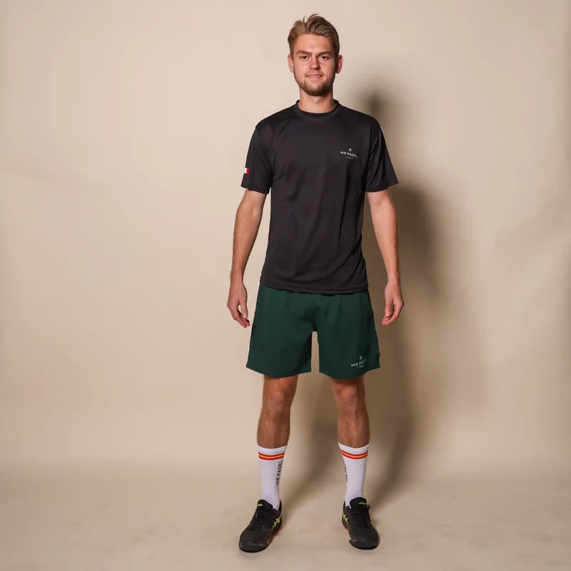 Padelshirt Slim fit Zwart
