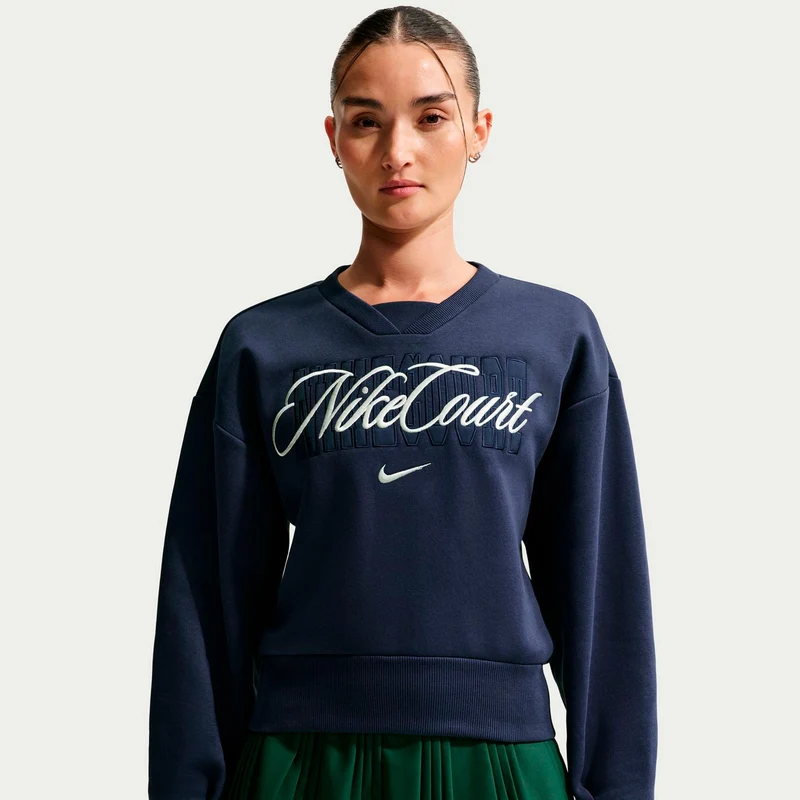 Court Fleece Crew Sweatshirt Damen-dunkelblau, creme