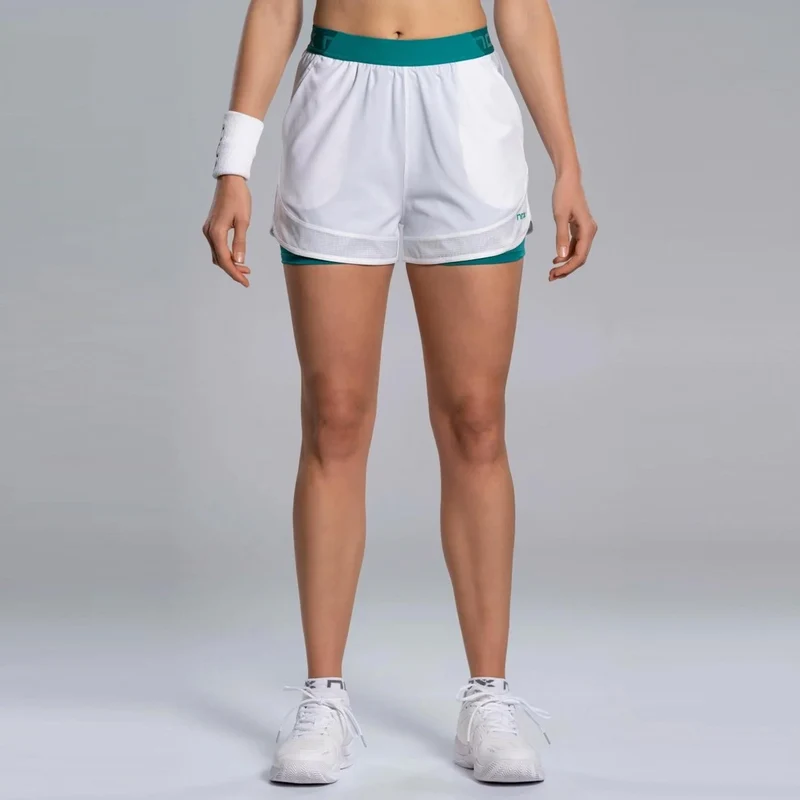 Pro Shorts Damen - weiß, blaugrün
