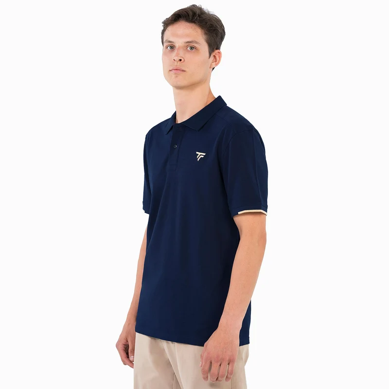 Pique T-Shirt Herren - dunkelblau