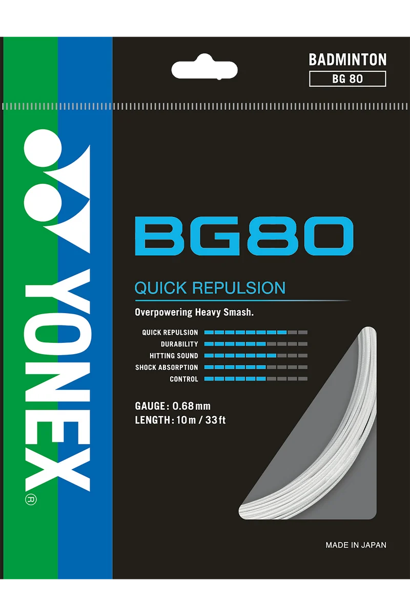 Yonex BG-80 Badminton String Set 10m (White)