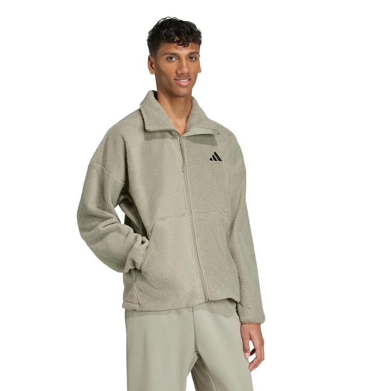 Fleece Full-Zip Trainingsjacke Herren-beige