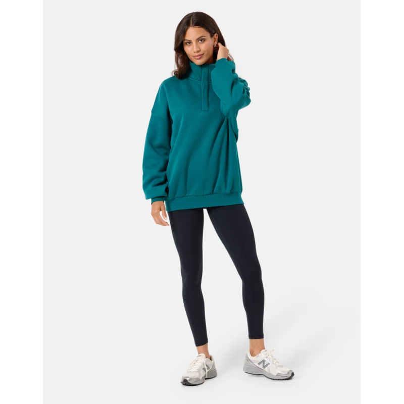 Gym+Coffee Snap Collar Sierra Sweatshirt (Ladies) - Teal