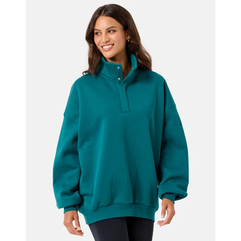 Gym+Coffee Snap Collar Sierra Sweatshirt (Ladies) - Teal