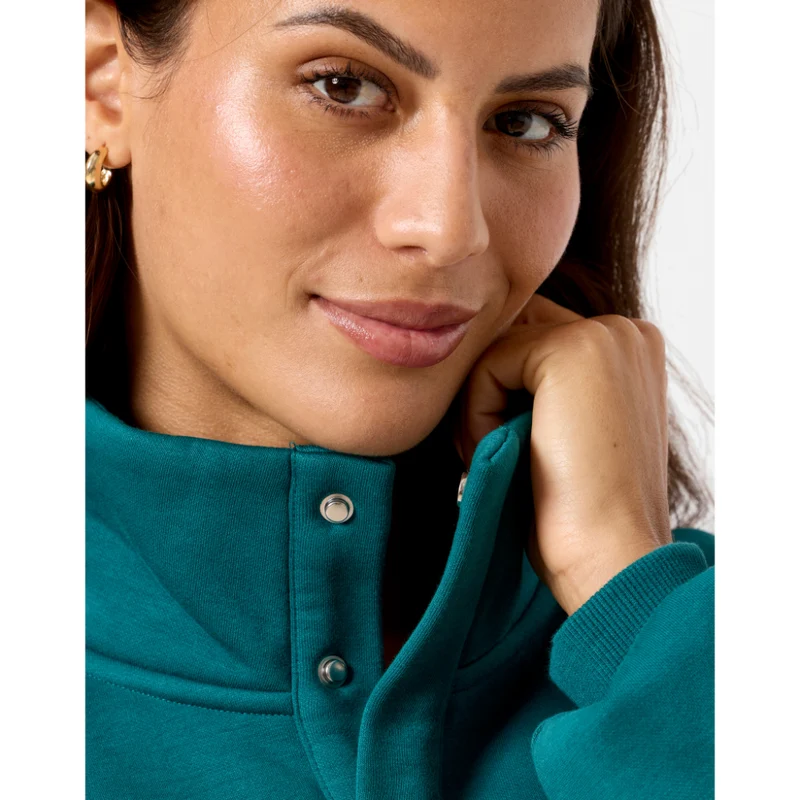 Gym+Coffee Snap Collar Sierra Sweatshirt (Ladies) - Teal