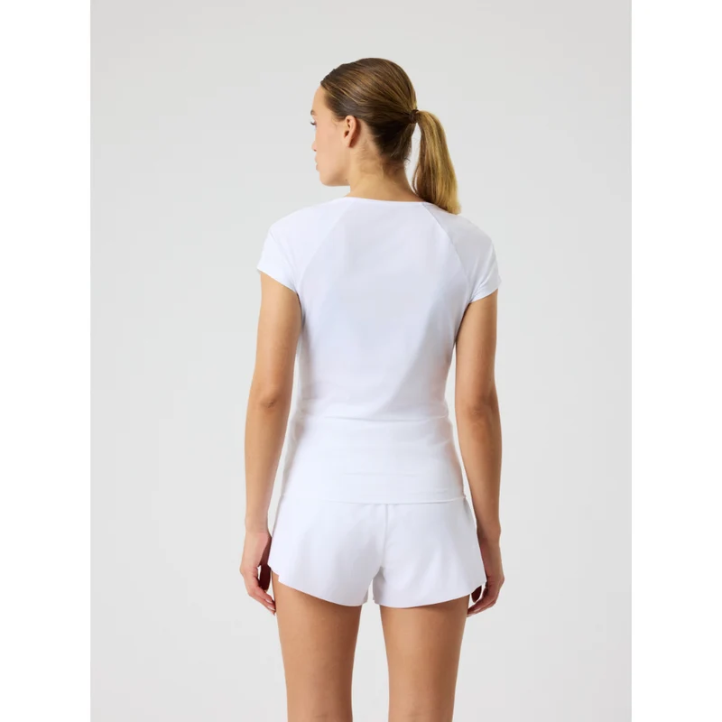 Bjorn Borg Ace V-Neck T-Shirt (Ladies) - Brilliant White