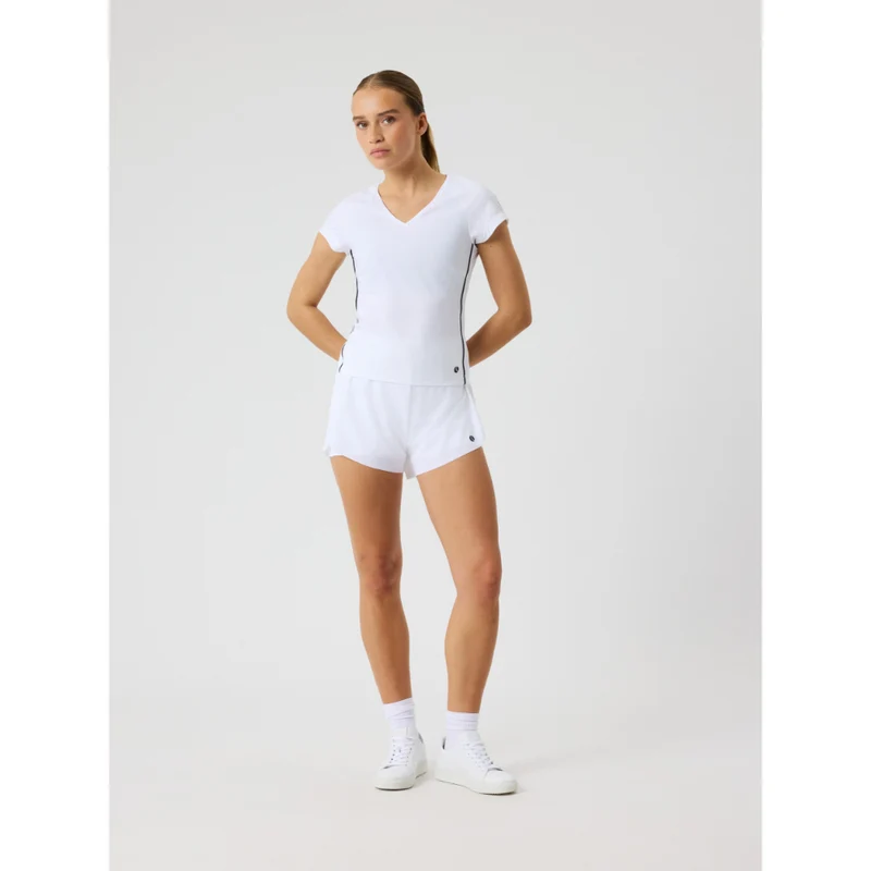 Bjorn Borg Ace V-Neck T-Shirt (Ladies) - Brilliant White