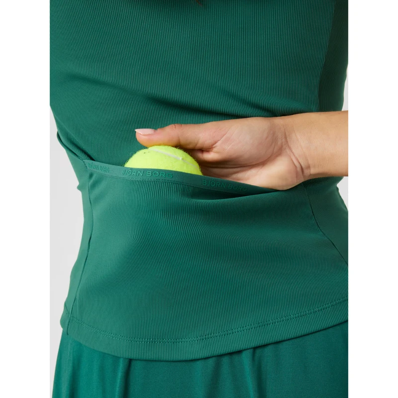 Bjorn Borg Ace Pocket Ribbed Tank Top (Ladies) - Posy Green