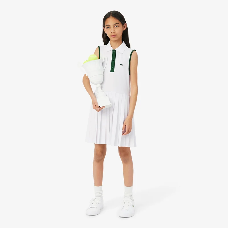 Kleid Mädchen - weiß, dunkelgrün