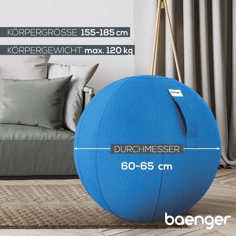 Baenger Fitness Yoga Exercise Ball Gym Bal - incl Wasbare hoes - incl pomp - Rood
