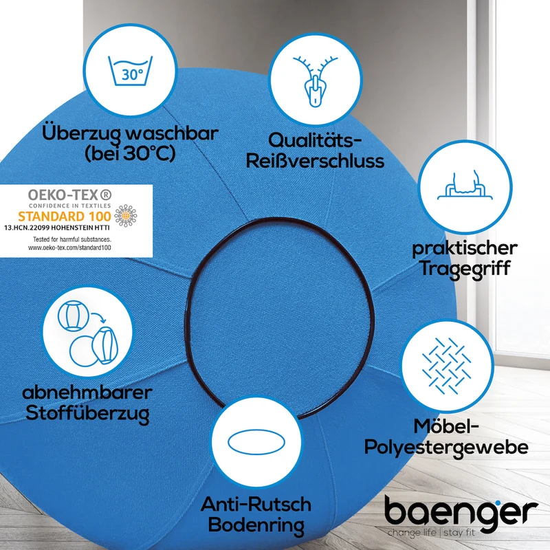 Baenger Fitness Yoga Exercise Ball Gym Bal - incl Wasbare hoes - incl pomp - Rood