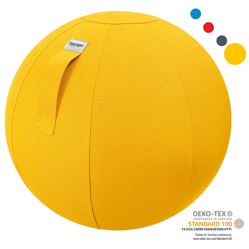 Baenger Fitness Yoga Bal Exercise Ball Gym Bal - incl wasbare hoes - incl pomp - Geel