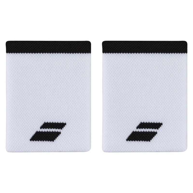 Babolat Logo Jumbo Wristbands (2-Pack, White/Black)