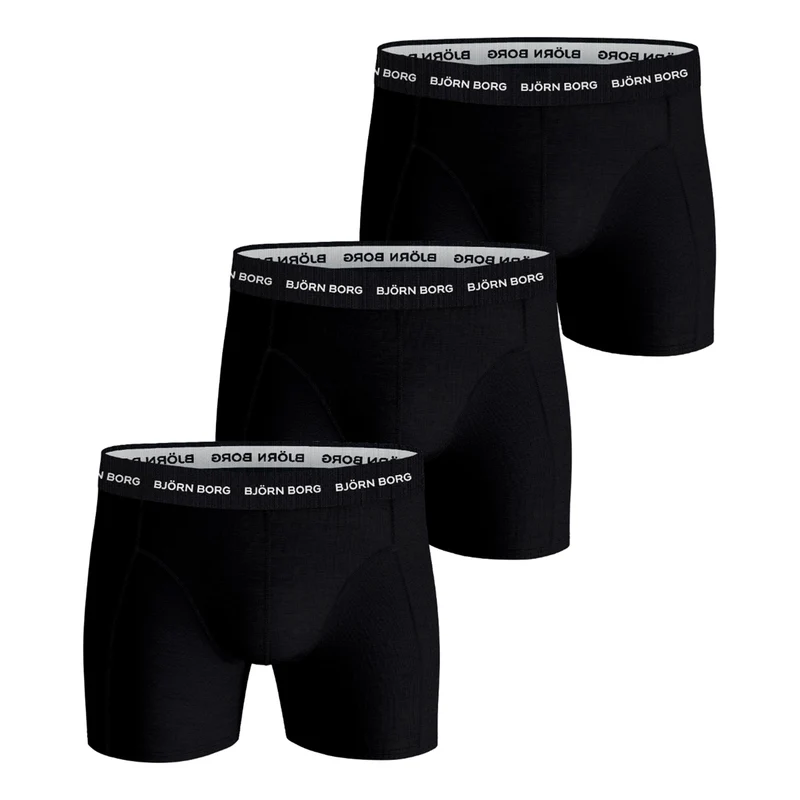 Cotton Stretch Boxer Short 3er Pack Herren - schwarz