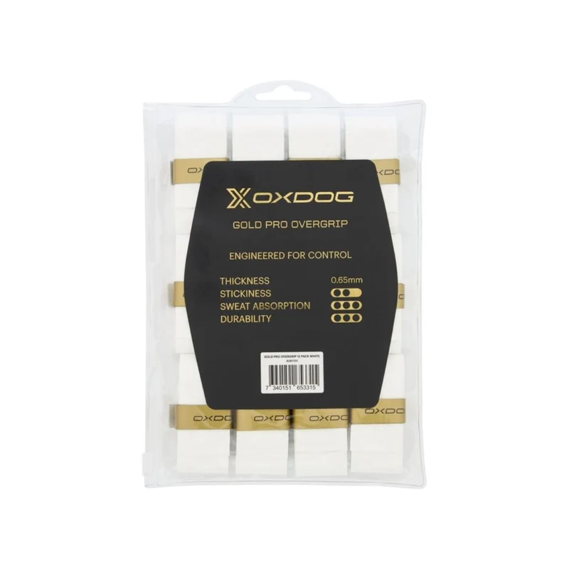 Oxdog Gold Pro Overgrips (12-Pack, White)