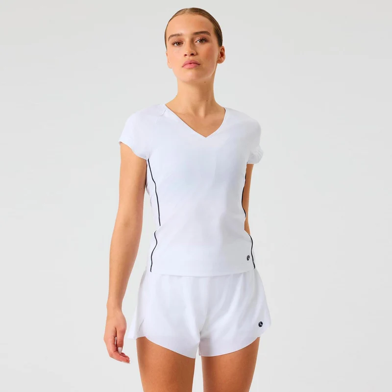 Ace V Neck T-Shirt Damen - weiß