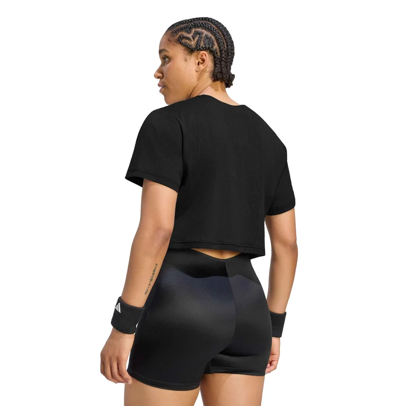 Pro Crop T-Shirt Damen - schwarz
