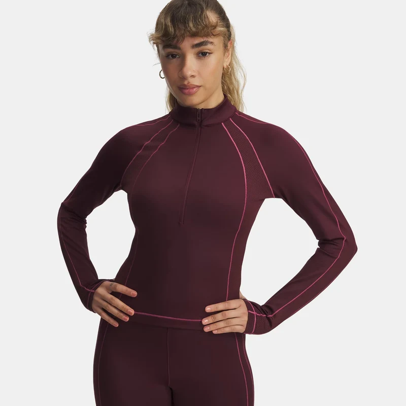 Cold Gear Textured 1/2 Zip Longsleeve Damen - berry