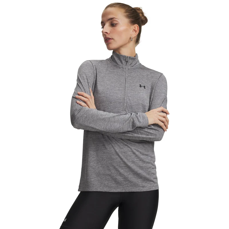 Tech 1/2 Zip-Twist Longsleeve Damen-grün, schwarz