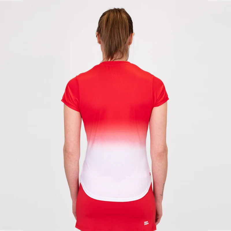 Crew Gradiant T-Shirt Damen-Rot,Weiß