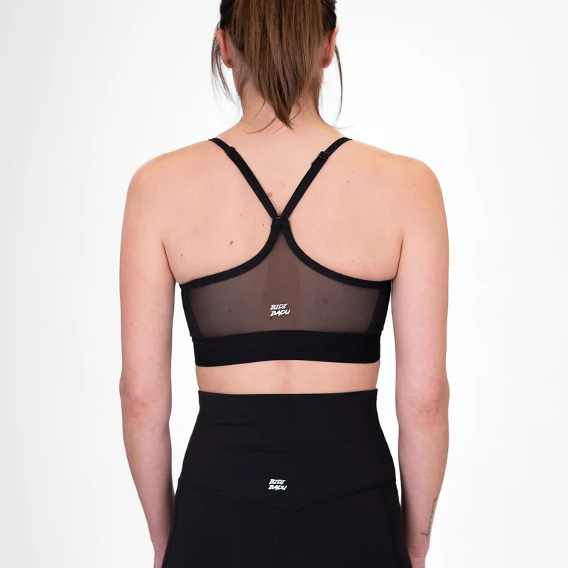 Crew Low Support Strappy Sport-BH Damen-Schwarz
