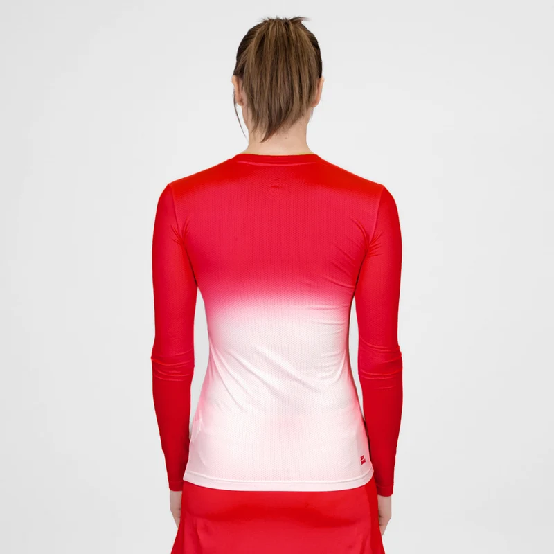 Crew Gradiant Longsleeve Damen-Rot,Weiß
