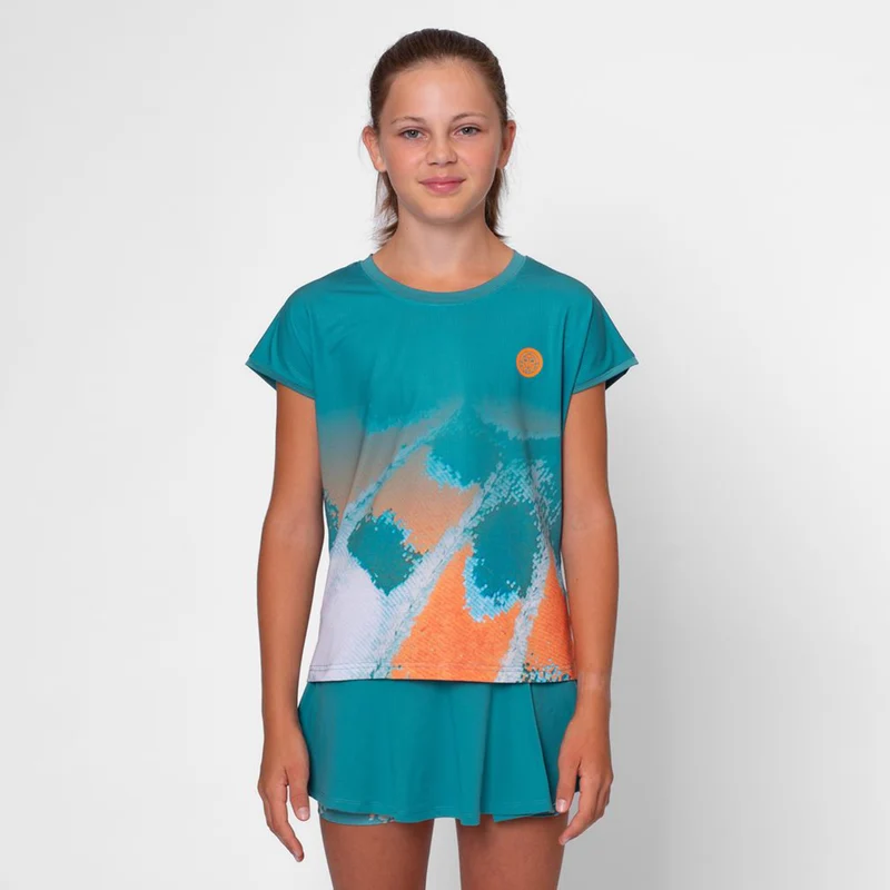 Melbourne 2025 T-Shirt Mädchen-Petrol,Orange