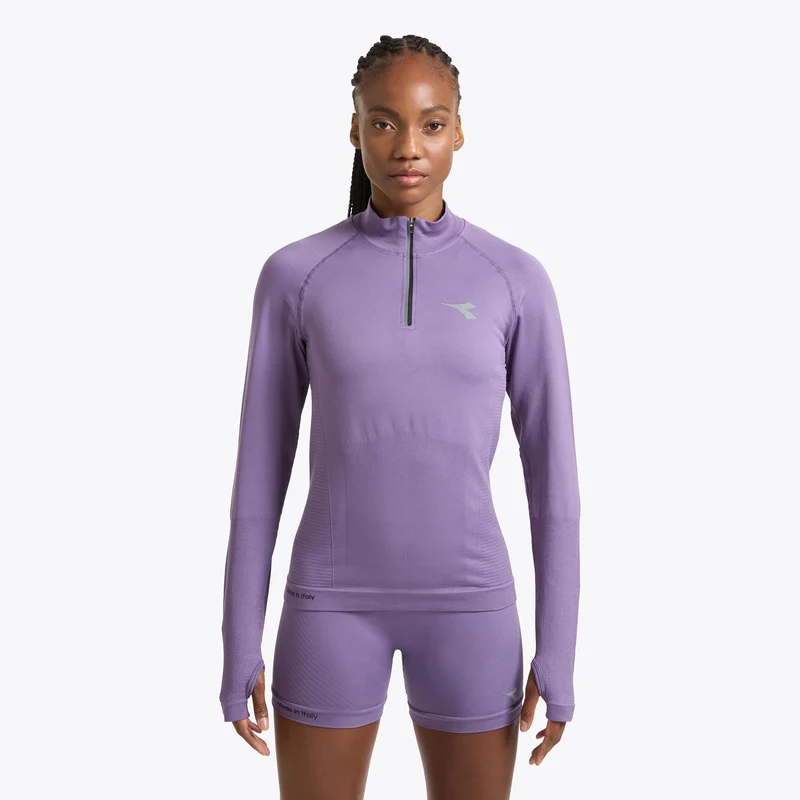 1/2 Zip Stratouno Longsleeve Damen - violett