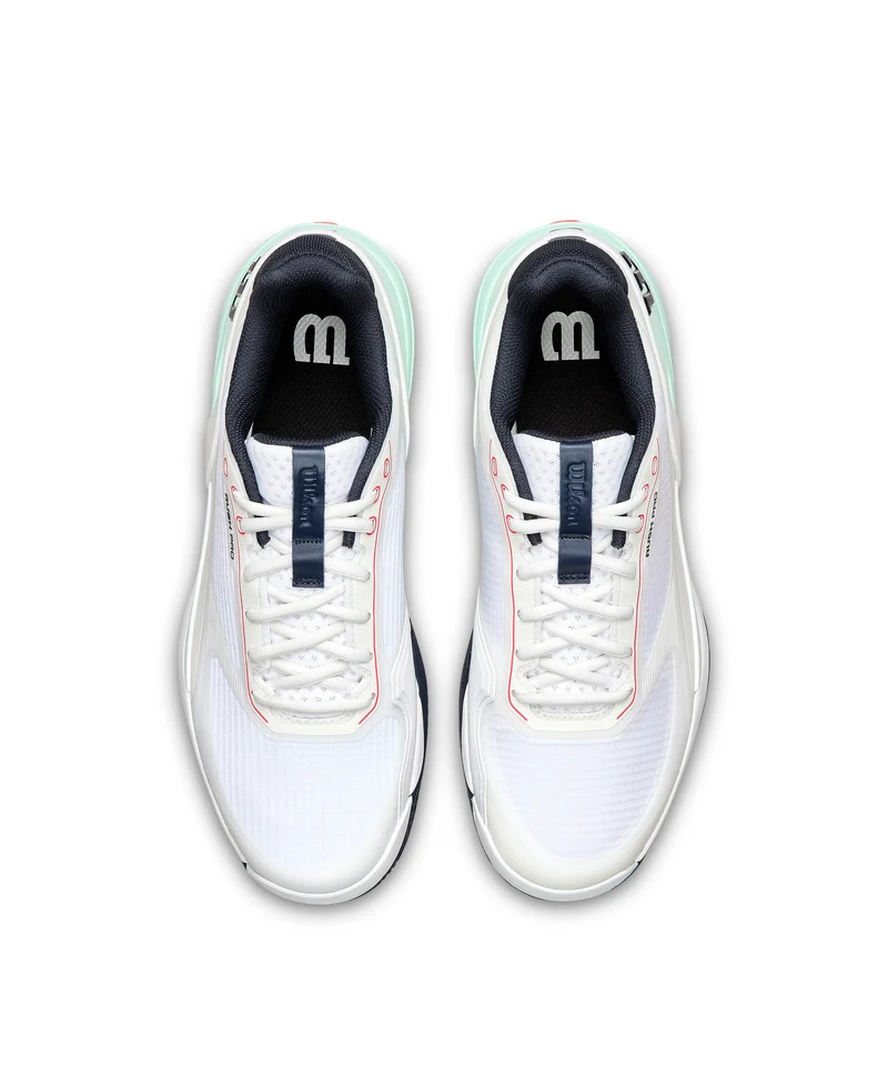 Wilson Rush Pro 5 All Court Tennis Shoes (Mens) - White/Bay/Fiery Coral